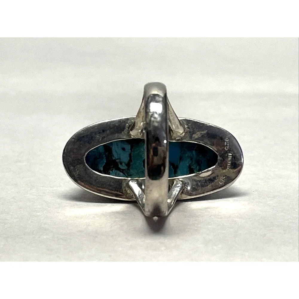 YS India 925 Sterling Silver Blue Turquoise Ring Size 7.5 6g